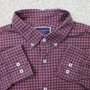 Charles Tyrwhitt Shirt Mens XL Pink/Blue Check Slim Fit Non-Iron Long Sleeve